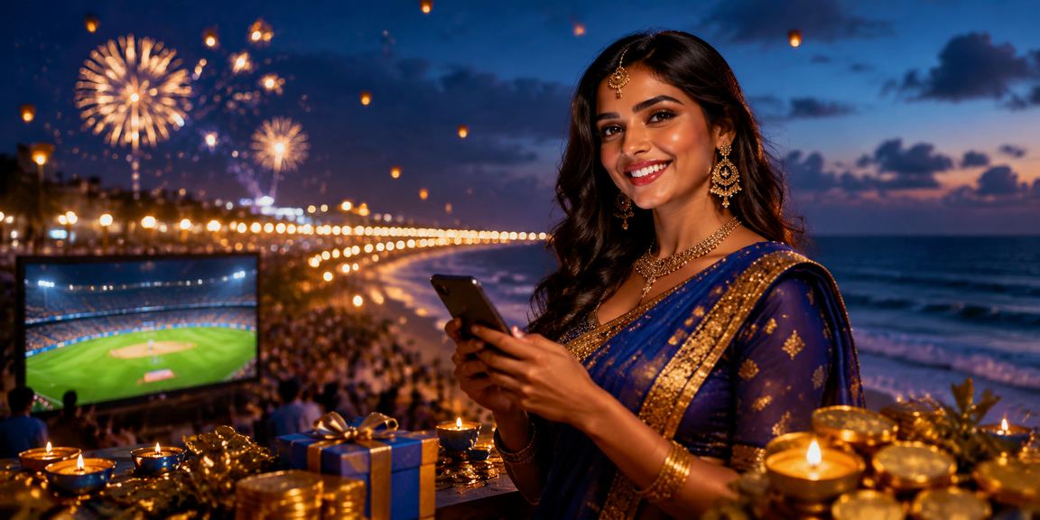 Indian Premier League night cricket match with stadium lights and cheering crowd