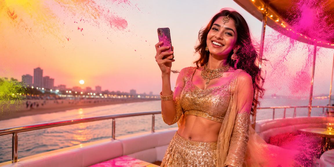 Player betting on Teen Patti using mobile phone with cards on screen